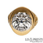 bague pour homme avec lion en or 18 carats