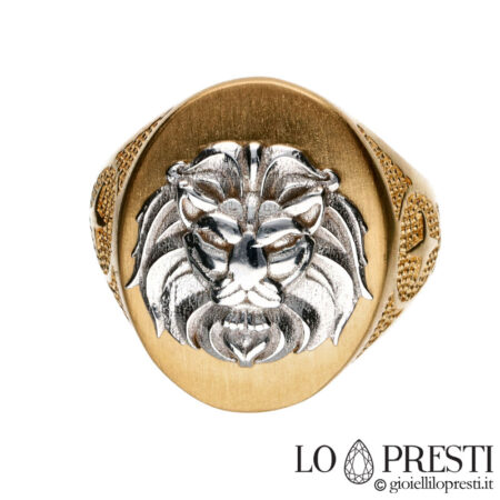 bague pour homme avec lion en or 18 carats