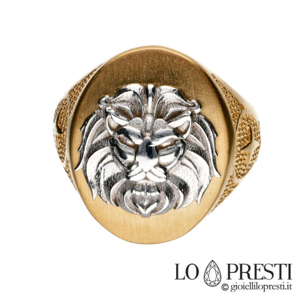 мужское кольцо со львом из 18-каратного золота