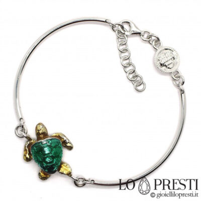 bracelet man woman silver wire circle with animal turtle brings good luck