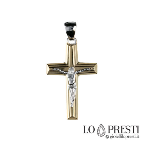 Cross in two-tone 18kt gold