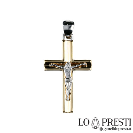 Cross in two-tone 18kt gold
