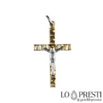 cross with Christ in white and yellow gold