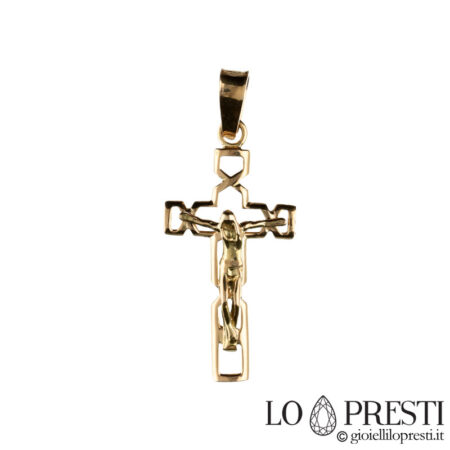 cross with Christ in 18kt yellow gold