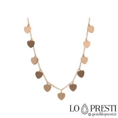 necklace with rose gold hearts charm