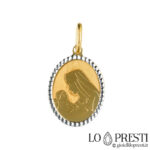 medaglia Madonna con bambino in oro bicolore