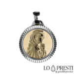 Medalha Madonna com criança oval