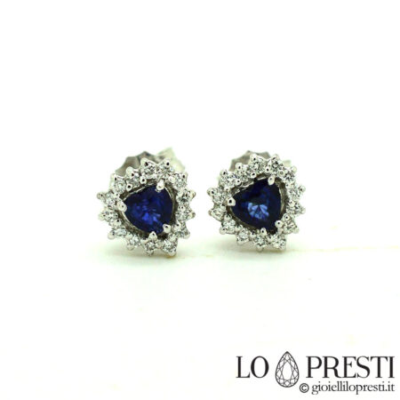 heart-cut earrings with sapphires and diamonds