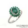 anello anelli con smeraldi e diamanti naturali oro bianco 18kt