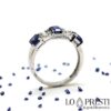 anéis com safiras azuis safiras e diamantes lapidação baguete brilhante anéis de ouro branco 18kt presentes para namorada