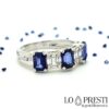 Bague anneaux avec saphir saphirs bleus taille baguette bagues d'éternité en or blanc