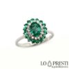 ring with real green natural emerald and brilliant diamonds