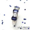 خاتم من الياقوت حلقات ثلاثية من الياقوت مع الماس من الياقوت الأزرق خاتم من الياقوت الأزرق من قطع الرغيف الفرنسي الرائعة