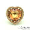 Yellow quartz heart ring for women