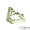 initial letter L ring in silver and zircons