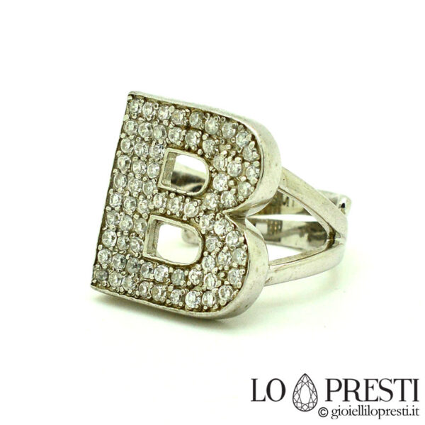 initial letter B ring in silver