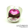 Rose quartz heart ring para sa mga kababaihan
