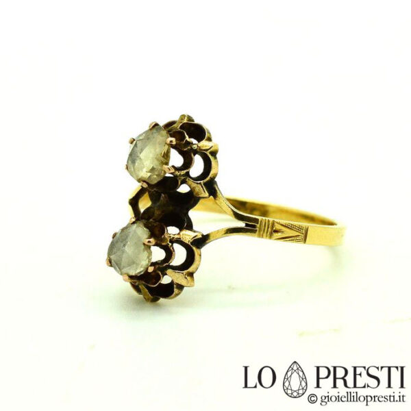 Contrariè ring in gold and diamonds, vintage antique style