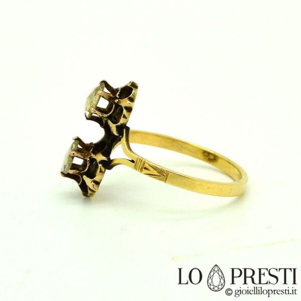 Contrariè ring in gold and diamonds, vintage antique style