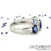 anillo trilogía con zafiros, diamantes, compromiso de aniversario