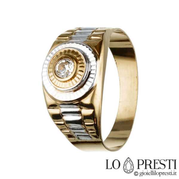Мужское кольцо из 18-каратного золота с цирконом