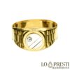 anel para homem e mulher escudo chevalier faixa de dedo mínimo com zircão em cetim brilhante branco ouro amarelo
