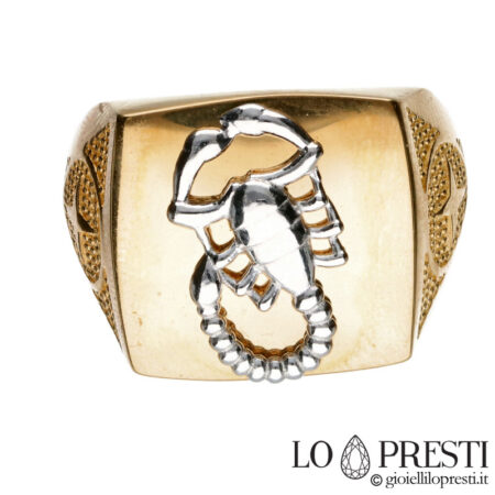 Мужское шевалье кольцо со скорпионом 18-каратное золото
