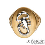 Men's chevaliere ring with pinky scorpion
