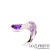 large ring with amethyst and pavé diamonds cocktail ring, particular high gold jewellery