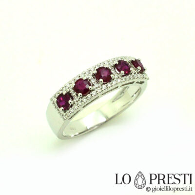 Eternity ring natural rubies and brilliant diamonds