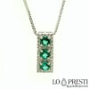 Trilogie-Halskette mit natürlichen Smaragden und zertifizierten Diamanten