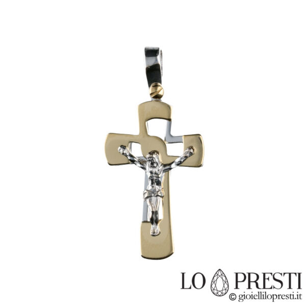 cross in 18kt white and yellow gold, modern design