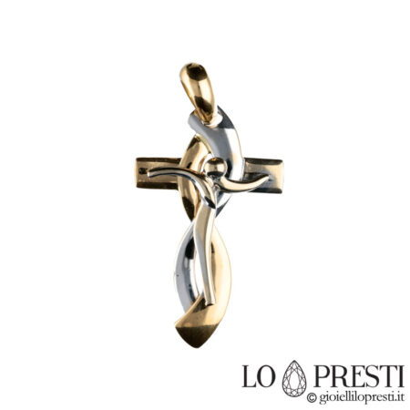 Modernes stilisiertes Kreuz aus 18-karätigem Gold