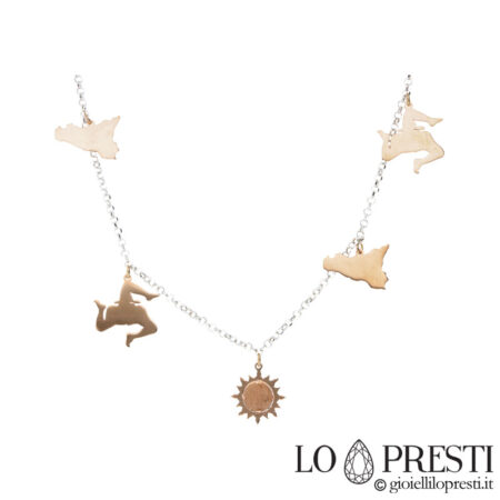 Halskette mit Anhänger „Sicilia Trinacria“ aus 18-karätigem Gold