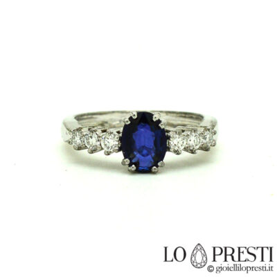 蓝宝石永恒戒指和经认证的明亮式钻石