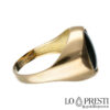 men's and women's chevalier pinky shield ring with polished yellow gold onyx
