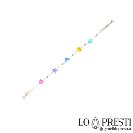 little girl's bracelet with marine elements in 18kt yellow gold