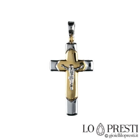cross in 18kt white and yellow gold, modern design