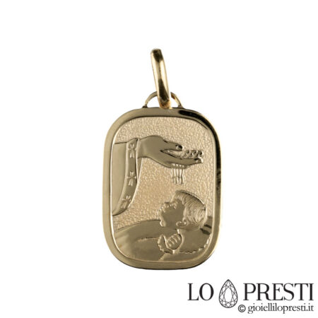 baptismal font medal in 18kt yellow gold birth