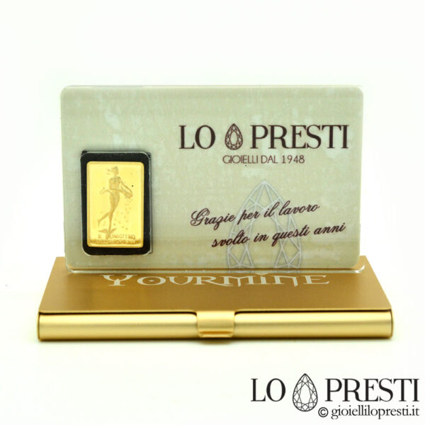 Lingotto in oro certificato premio aziendale carriera pensionamento