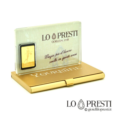 Lingotto in oro certificato premio aziendale carriera pensionamento