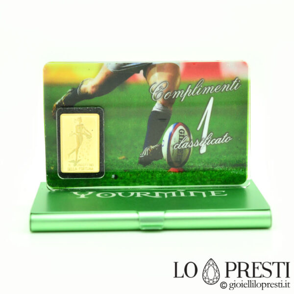 Lingotto in oro premio rugby personalizzabile