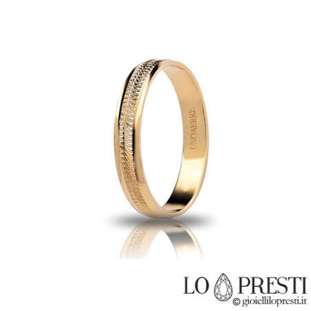 yellow gold wedding ring for men and women, engagement anniversary gift