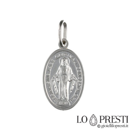 Medalla sagrada Inmaculada en oro blanco de 18 kt.