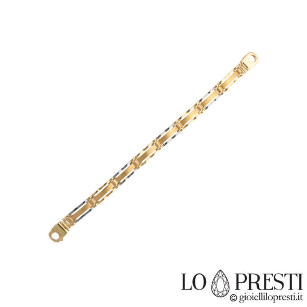 Men's rod bracelet in 18kt two-tone gold