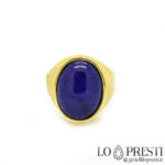 Ring with lapis lazuli in 18kt yellow gold, handcrafted product