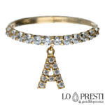 18kt yellow gold initial letter ring