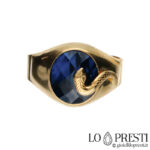18kt yellow gold men's chevaliere ring with snake