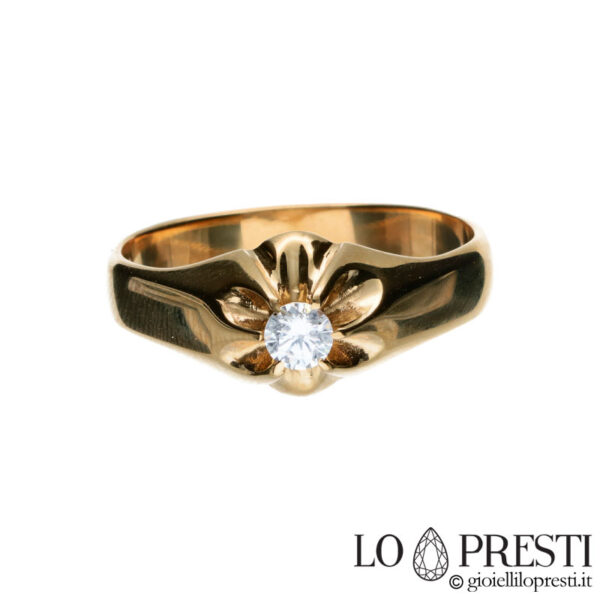 solitaire men's ring in 18kt yellow gold