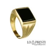 men's ring with flat onyx for middle or ring finger
